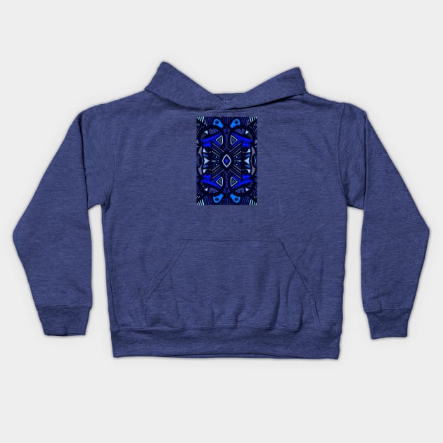 Midnight Blue African Abstract Design Kids Hoodie by Tony Cisse Art Originals